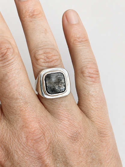12. Larvakite signet ring
