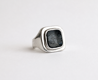 12. Larvakite signet ring