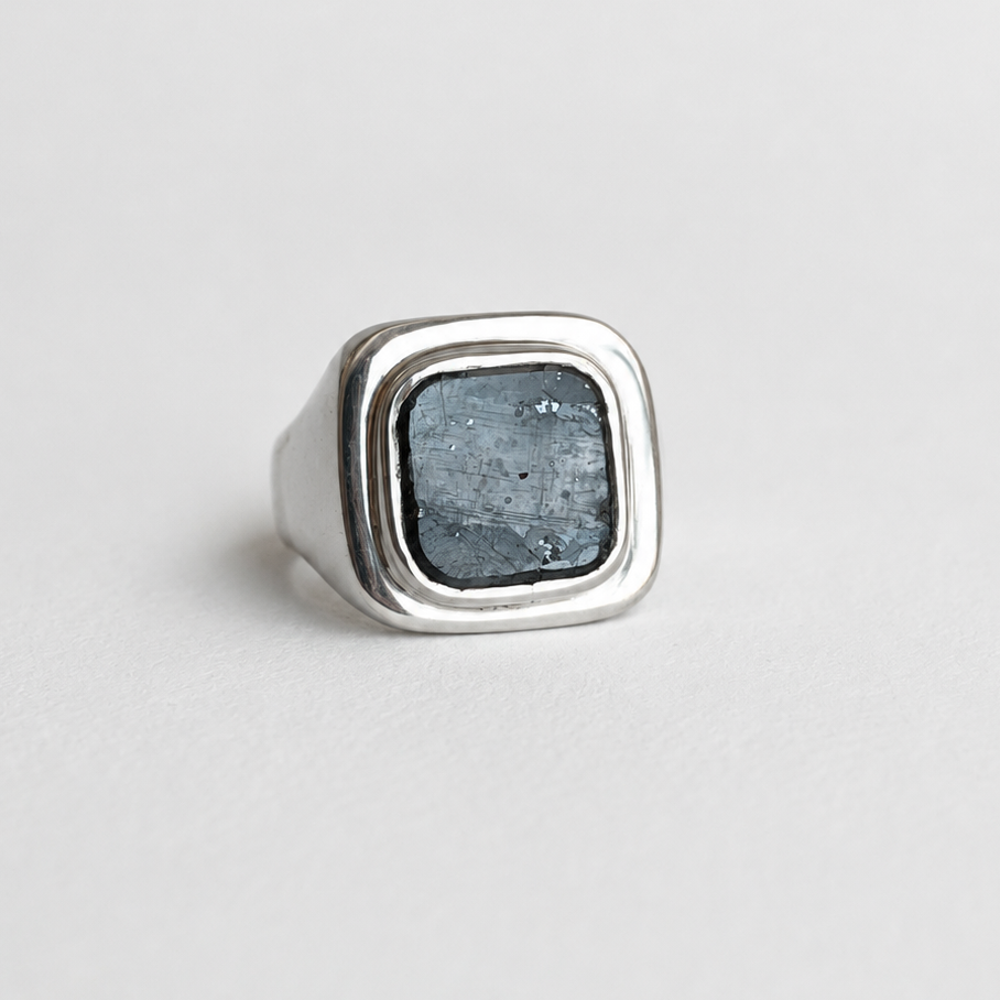 12. Larvakite signet ring